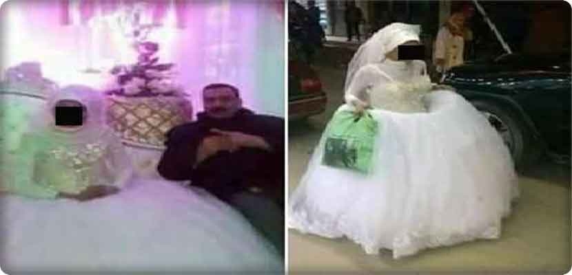 العروس كانت تسير بمفردها في الشارع حتى التحق بها من يمثل دور العريس